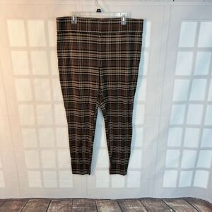 Loft yellow and black plaid thicker knit pull on leggings size  xl
